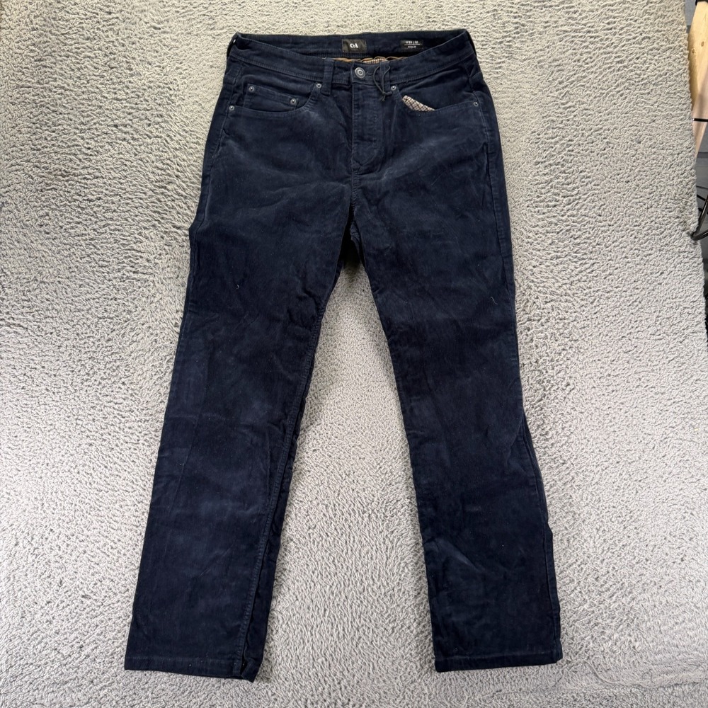 C&A Pant Mens 33x32 Blue Cotton Corduroy Chino Straight Preppy Business Stretch